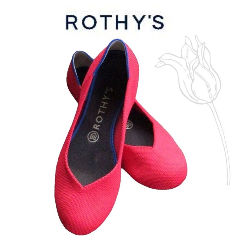Rothy’s Bright Pink Pointed Toe Textile Ballet Flats Slip-On Shoes